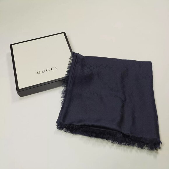 Gucci Midnight Blue Monogram Scarf - Picture 6 of 7